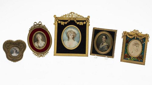 Group of Unsigned Portrait Miniatures & a Photograph