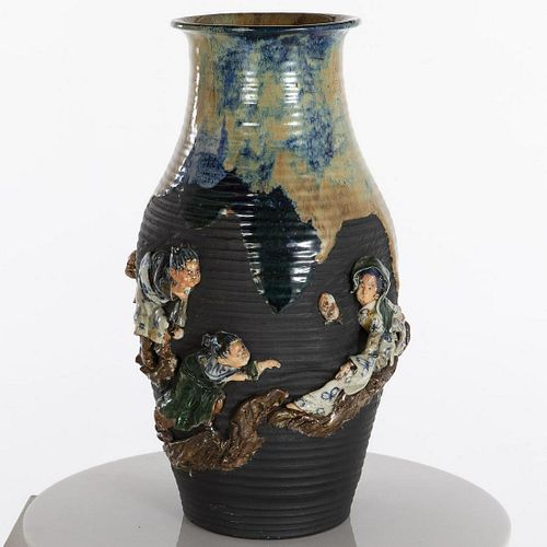 Sumida Gawa Large Blue Pottery Vase