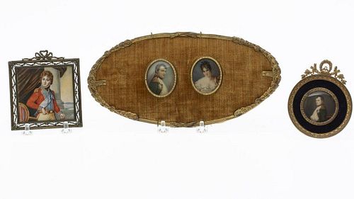 3 Portrait Miniatures of Napoleon & Madame Recamier
