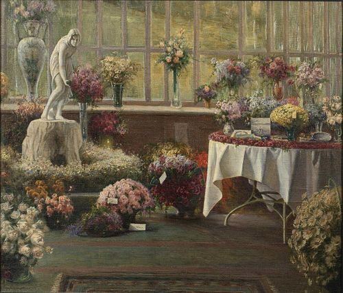 Bakaleinikow, Flower Shop, Oil on Board, 1937