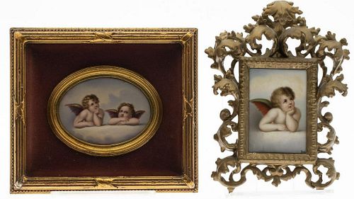 2 Porcelain Plaques of Putti, 19th Century