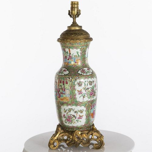 Chinese Famille Rose Porcelain Vase, Now a Lamp