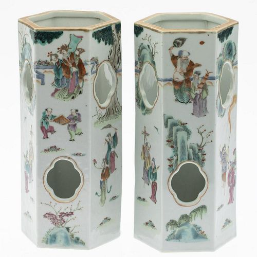 Pair of Chinese Painted Porcelain Incense burners