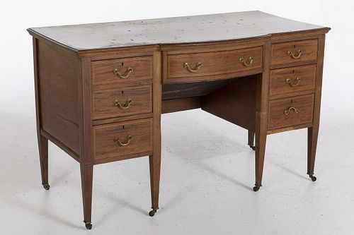George III Style Inlaid Mahogany Desk, Late 19th C.
