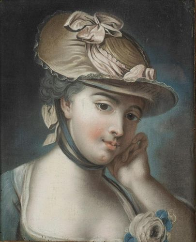 French Pastel Portrait of a Woman, 18th Century