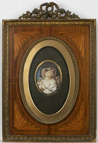 Unsigned Portrait Miniature of a Woman in Ecstasy