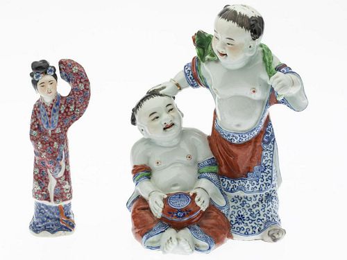 Chinese Porcelain Guanyin and a Figural Group