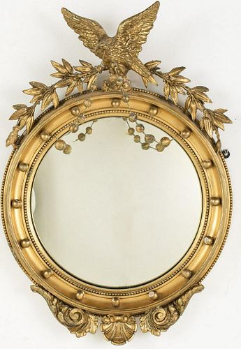 Regency Style Giltwood Convex Mirror, 20th Century