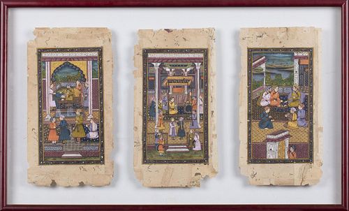 3 Framed Indian Manuscript Pages