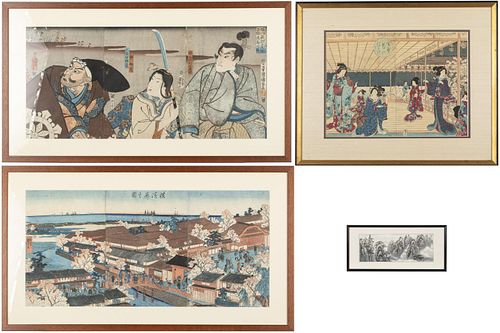 Group of 4 Framed Woodblock Prints