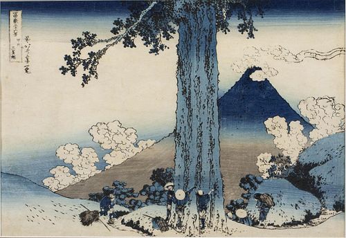 Hokusai, Measuring a Cedar at Mishima Pass in Kai