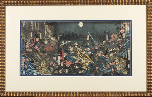 Utagawa Yoshikazu, Lord Masakiyo's Tiger Hunt,