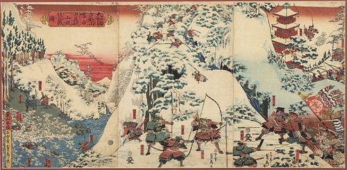 Sadahide, Battle in the Snowy Mountains, Woodblock