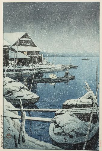 Kawase Hasui, Snow at Mukojima, Woodblock, 1931
