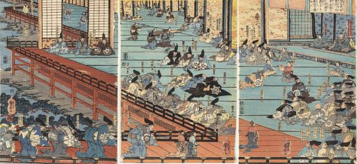 Utagawa Kuniyoshi, Woodblock Triptych, c. 1843-1847
