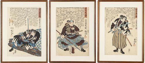 Utagawa Kuniyoshi, 3 Japanese Woodblocks from a Series