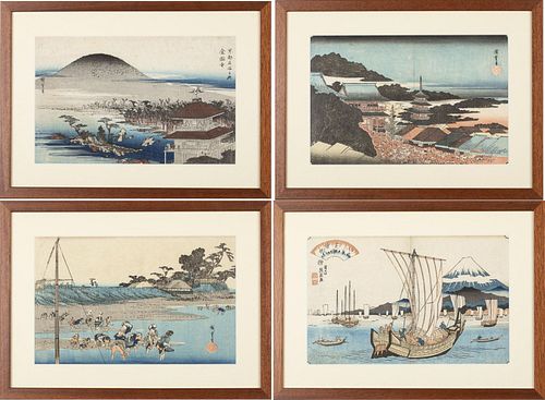 3 Utagawa Hiroshige Woodblock Prints and Another