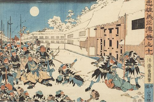 Utagawa Kunisada, Night Attack, Chushingura, c