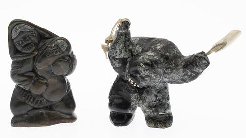 Two Inuit Carved Stone Figures