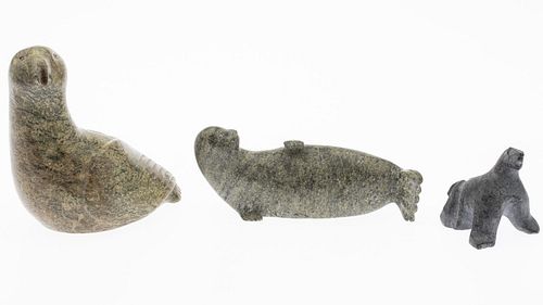 Group of Three Inuit Animal Sculptures