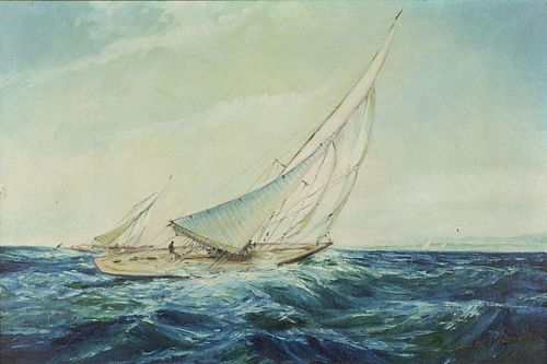 Damon, Sailboat, Oil on Canvas