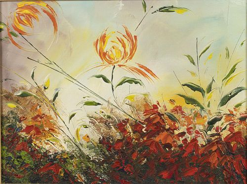 Unsigned, Decorative Flower Painting