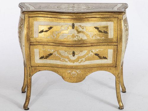 Italian White Painted and Gilt Chest of Drawers