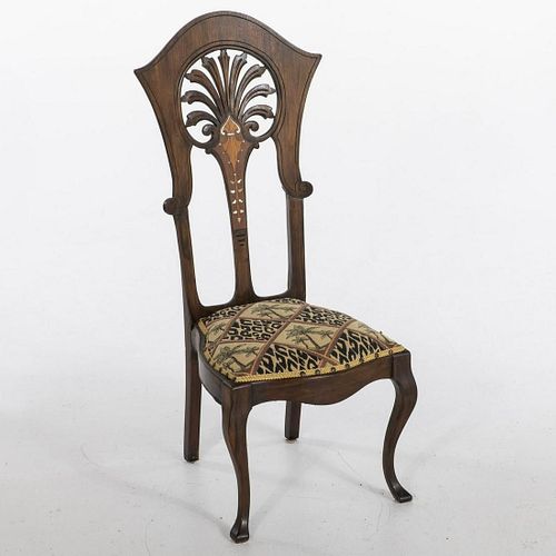 Art Nouveau Inlaid Mahogany Side Chair