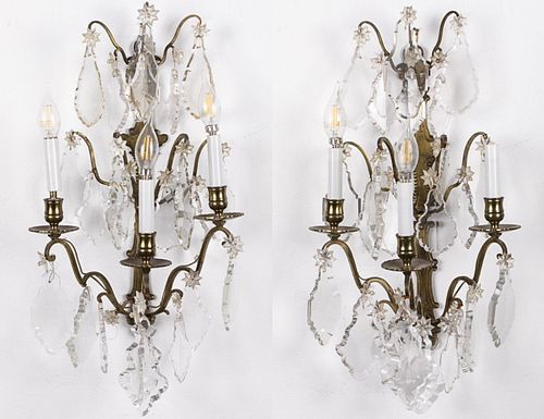 Pair of French 3-Light Wall Sconces