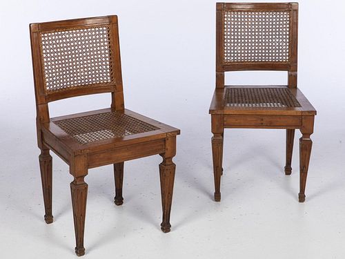 Two Continental Neoclassical Fruitwood Side Chairs