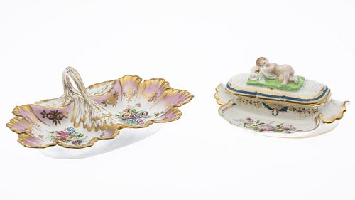 Paris Porcelain Inkwell and KDM Serving Dish