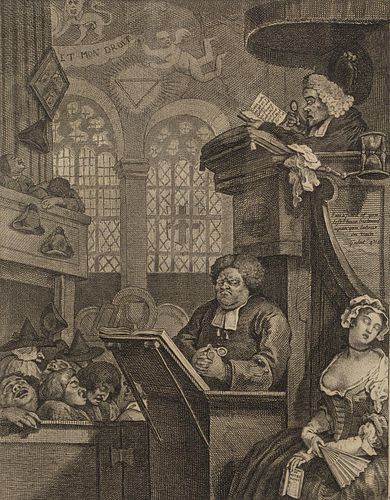 William Hogarth, Church Service, Engraving, 1736