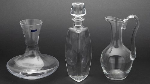 Baccarat Pitcher and Two Decanters