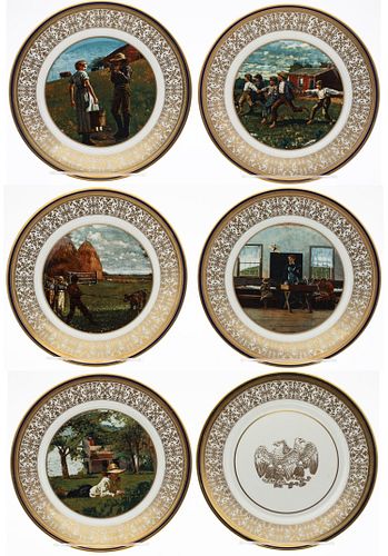 6 U.S. Bicentennial Winslow Homer Plates