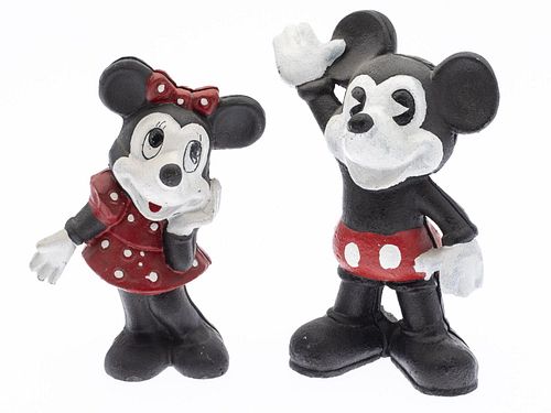 Mickey and Minnie Cast Iron Piggy Banks, Modern