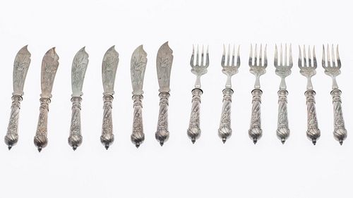 6 Sterling Silver Fish Knives and Forks