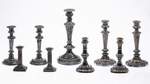 8 Sterling Silver and Silver Plate Candlesticks