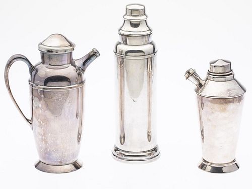 3 Silverplate Cocktail Shakers