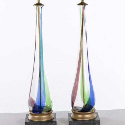 Pair of MCM Murano Glass Lamps