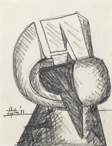 Seymour Lipton, Study for Sentry, Crayon on Paper, 1971