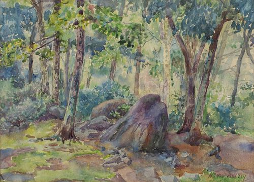 Hattie Saussy, Forest Landscape, Watercolor