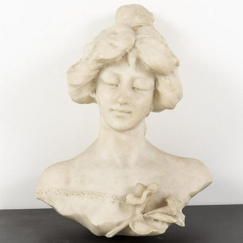 Art Nouveau Marble Bust of a Woman