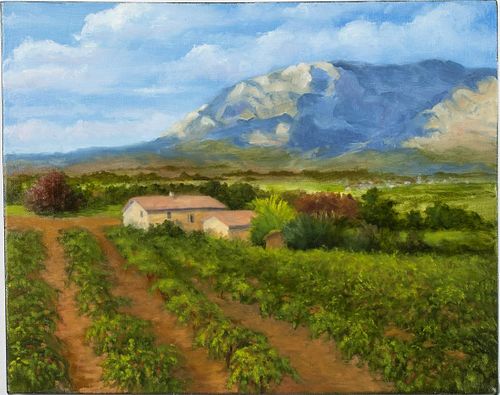 Larry Levow, Mt. St Victoire Vineyard, Oil on Canvas