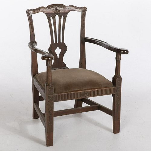 Irish Mahogany Open Armchair, 18th Century
