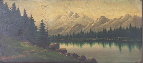 Lorenz Griffith, Landscape with Lake and Mountains, O/B