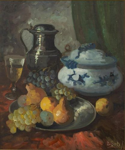 Edith Gert, Still Life with Fruit, Oil on Canvas