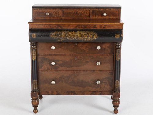 Empire Mahogany and Stenciled Chest of Drawers, NY