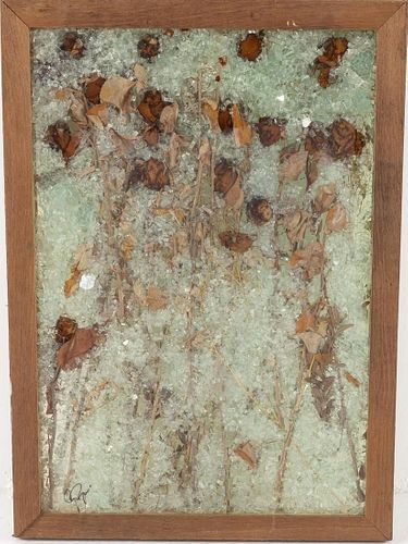 John Bucci, Glass, Dried Roses, Resin Wall Sculpture