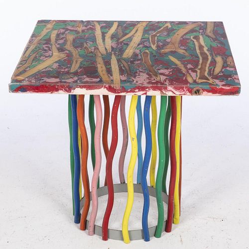 John Bucci, Mixed Media Table Top with Metal Stand