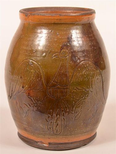 Shooner Redware Pottery Sgraffito Decorated Jar.